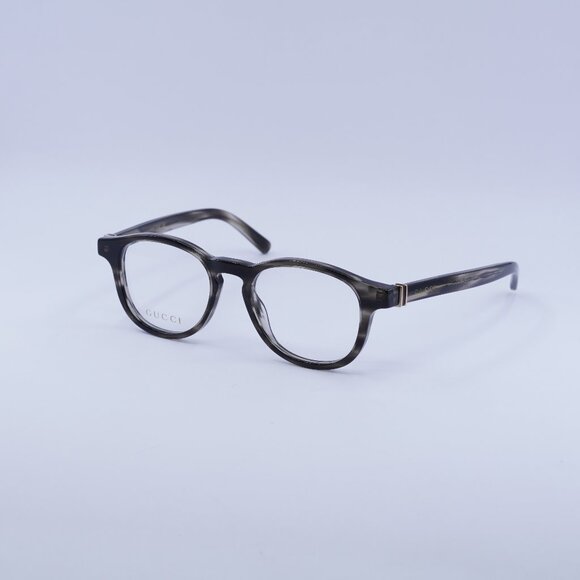 Gucci GG1510O 003 Eyeglasses Striated Grey Havana 49mm Round Frame - Picture 1 of 10